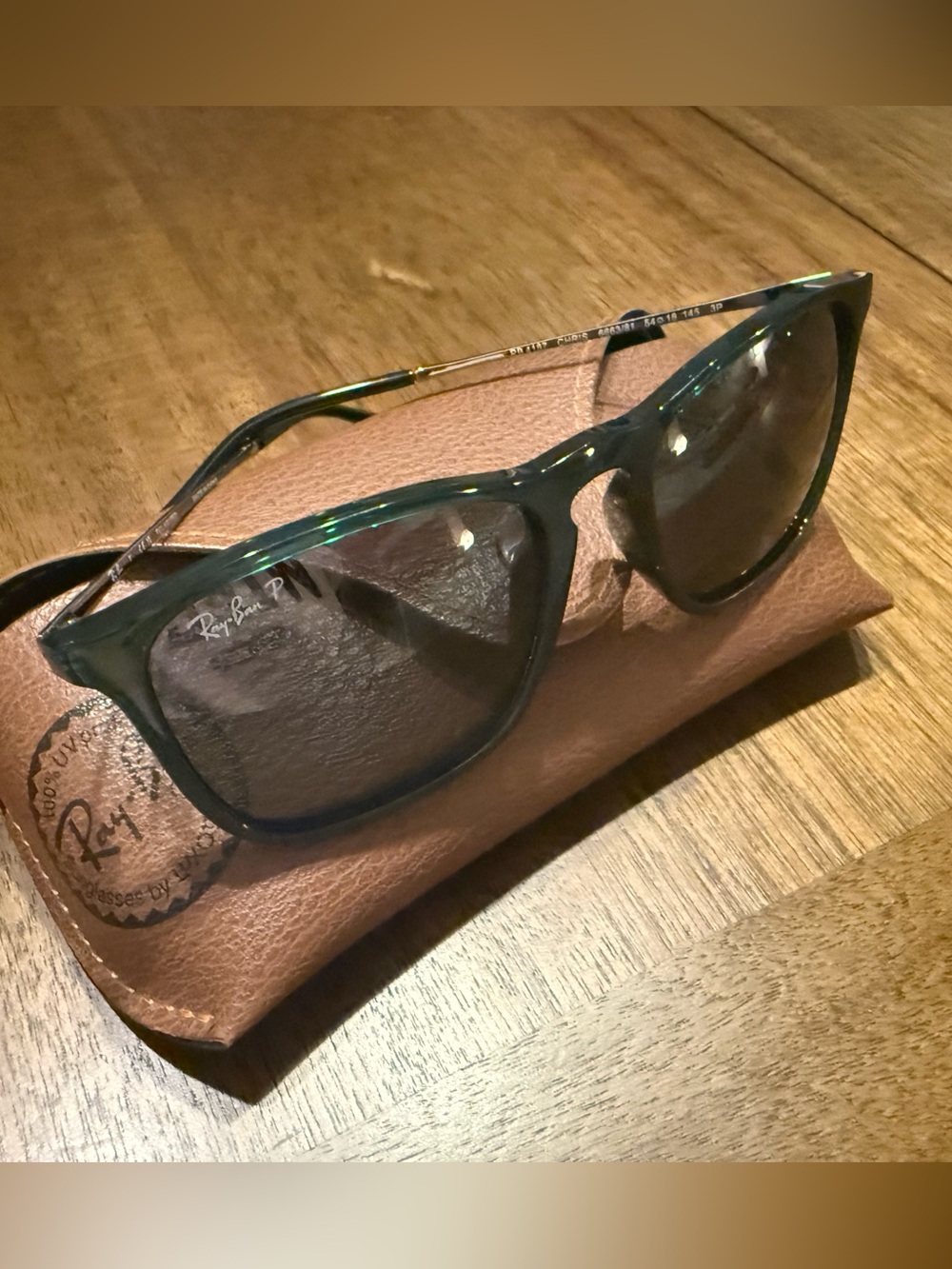 Ray-Ban Dark Green Frame Sunglasses with Polarized Black Lenses